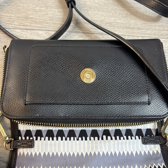 Rare Vera Bradley Black Leather Envelope Adjustable Crossbody Shoulder Bag Purse - Picture 6 of 9